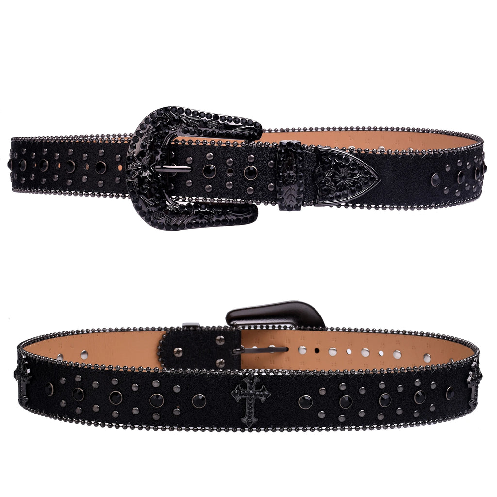 Black Cross Rhinestone Belt