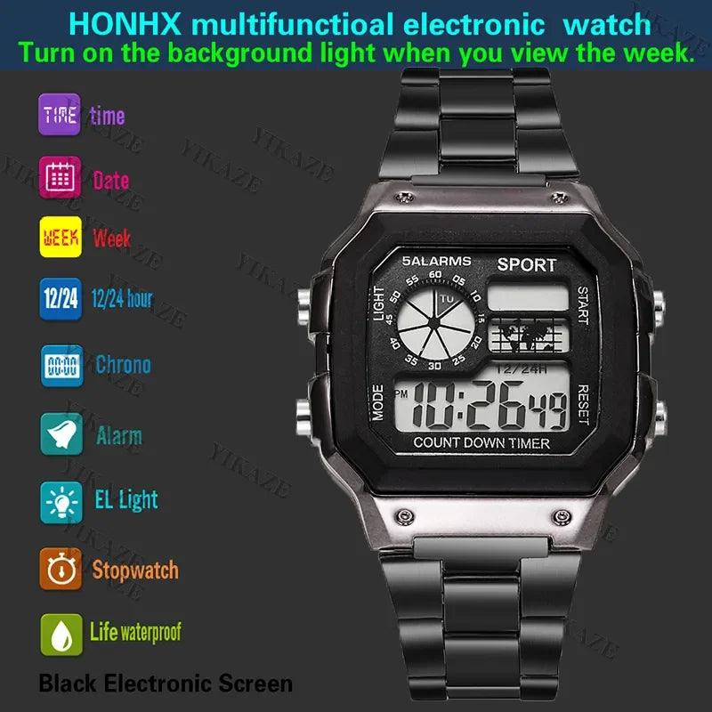 Yikaze Stainless Steel Digital Watch