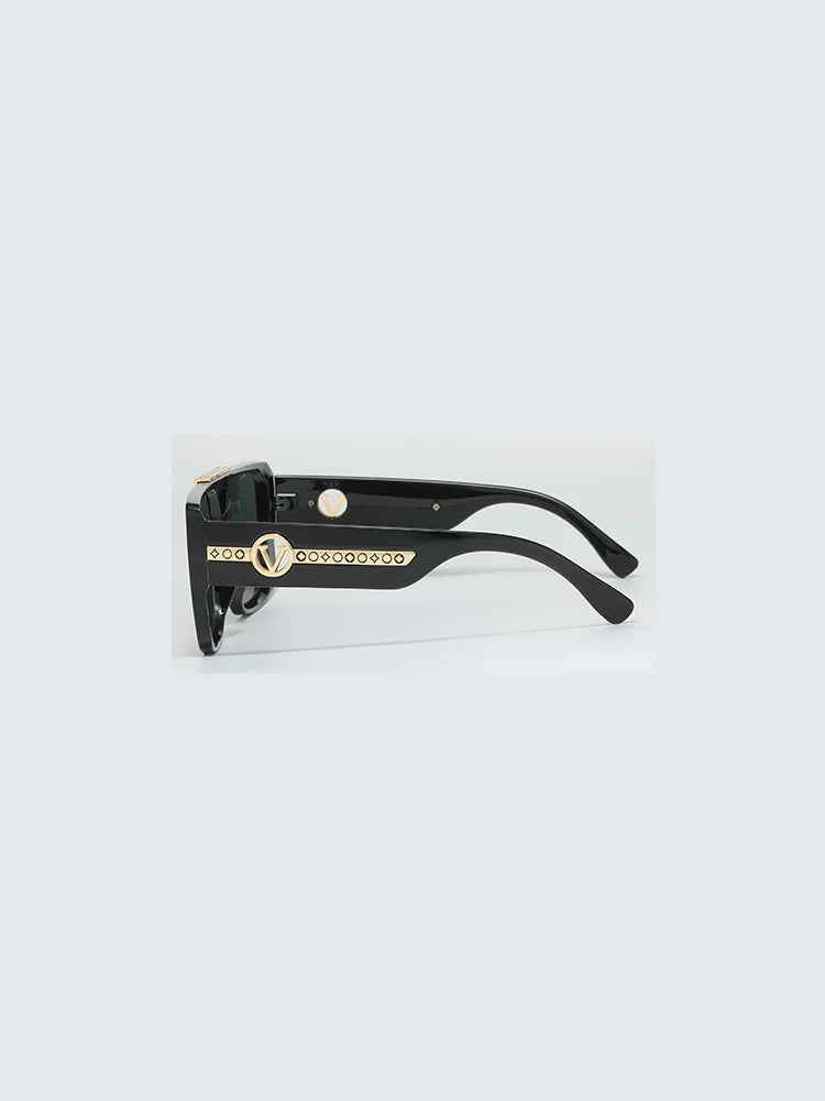 Va Va Voom Retro Black Rectangle Sunglasses