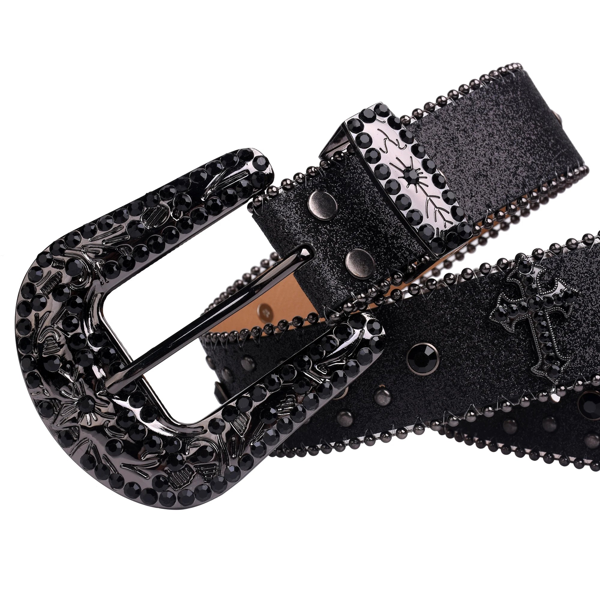 Black Cross Rhinestone Belt