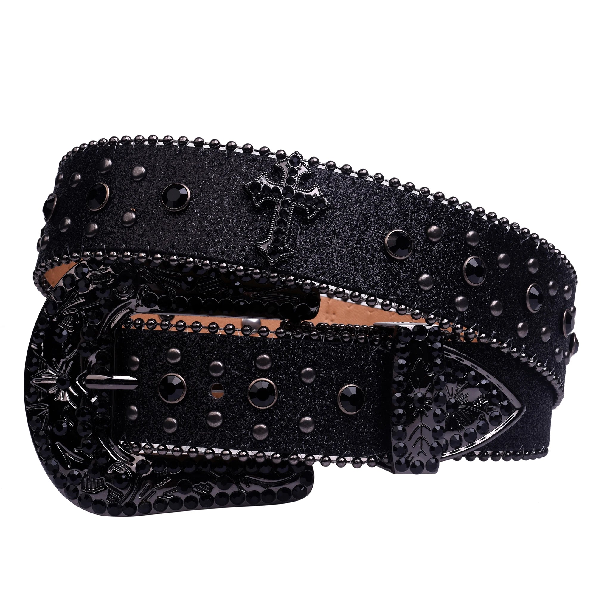 Black Cross Rhinestone Belt