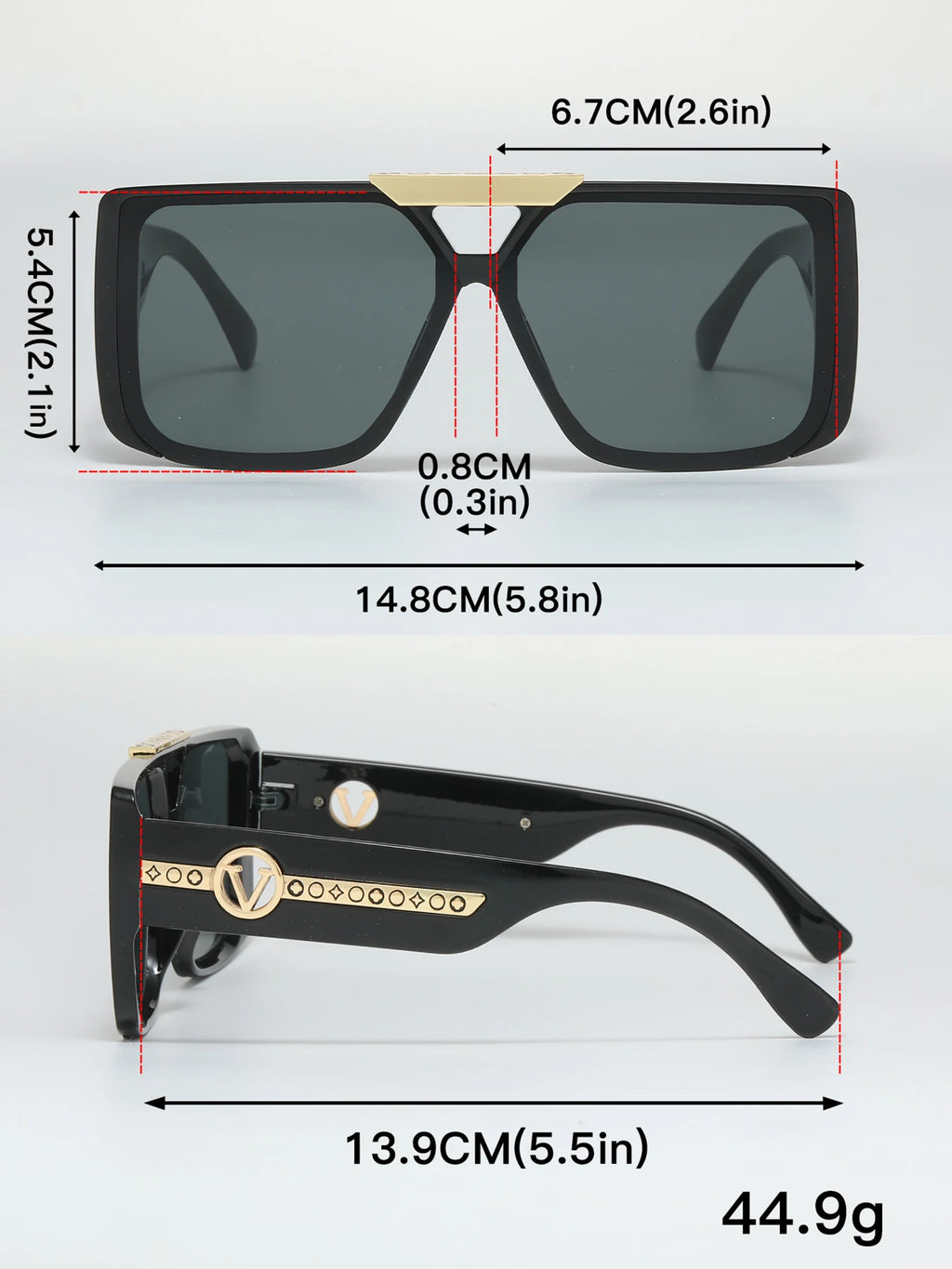 Va Va Voom Retro Black Rectangle Sunglasses