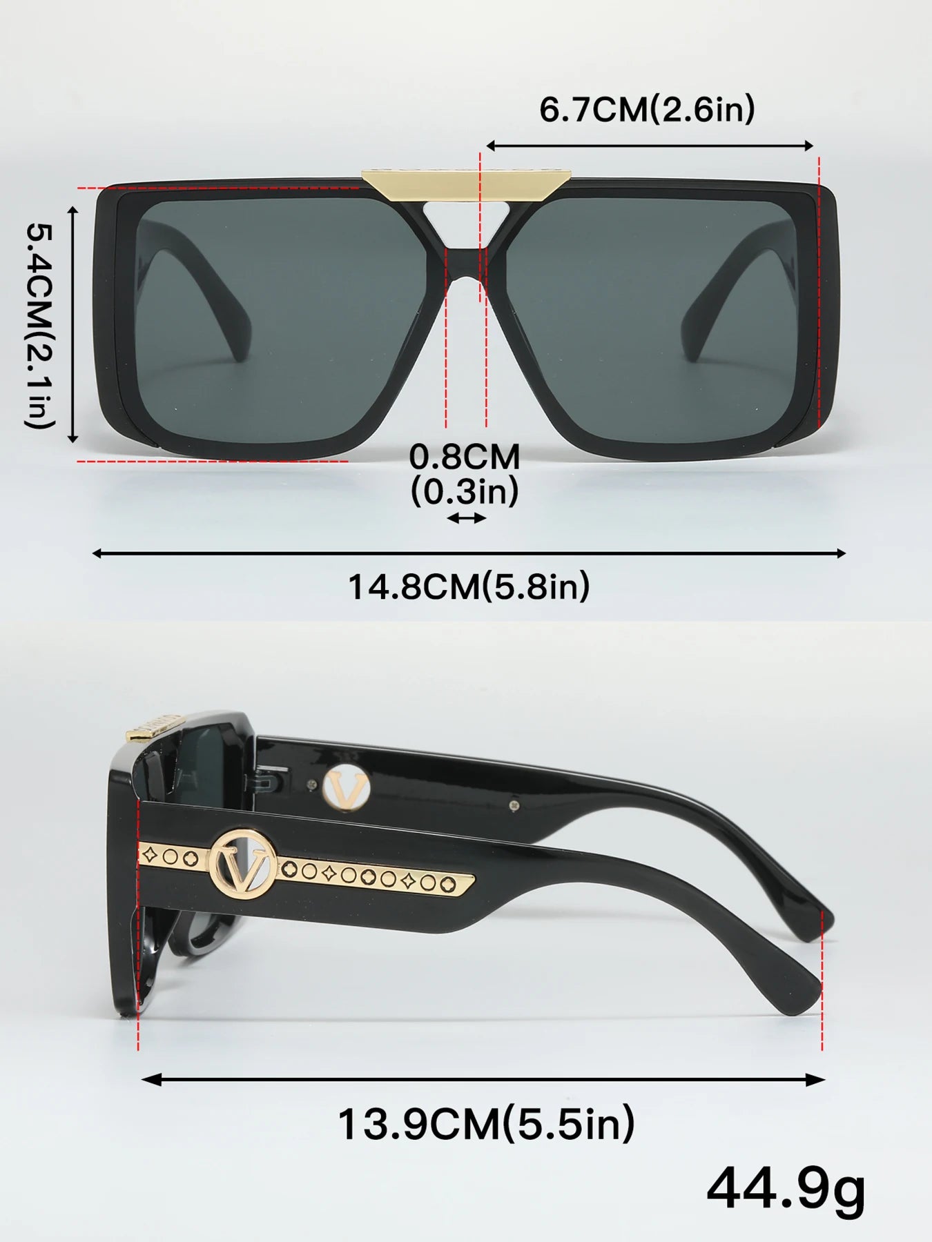 Va Va Voom Retro Black Rectangle Sunglasses