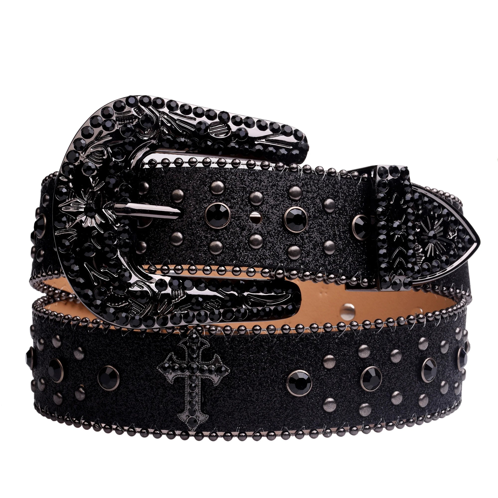 Black Cross Rhinestone Belt