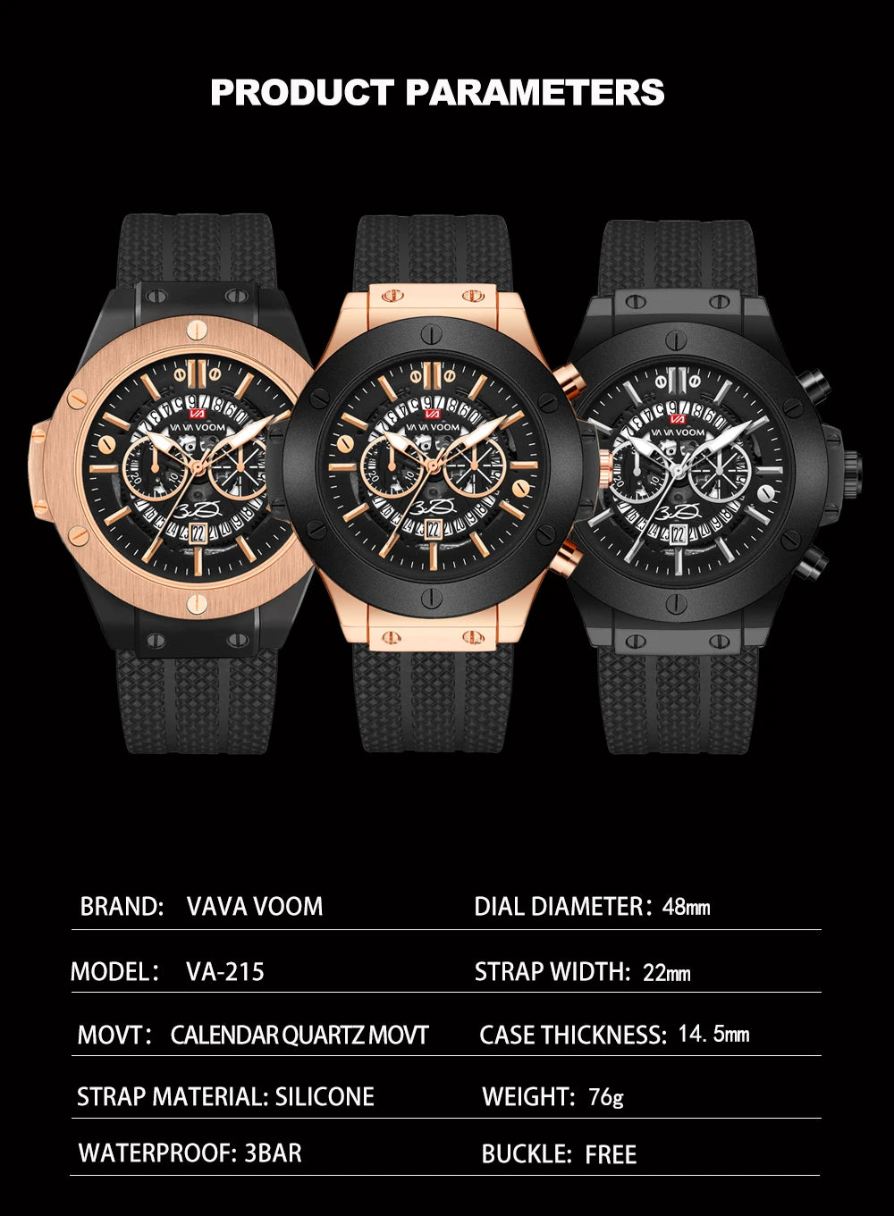 Va Va Voom Black And Rose Watch
