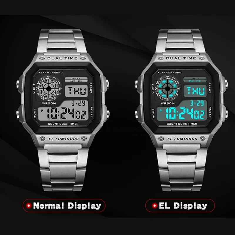 Yikaze Stainless Steel Digital Watch