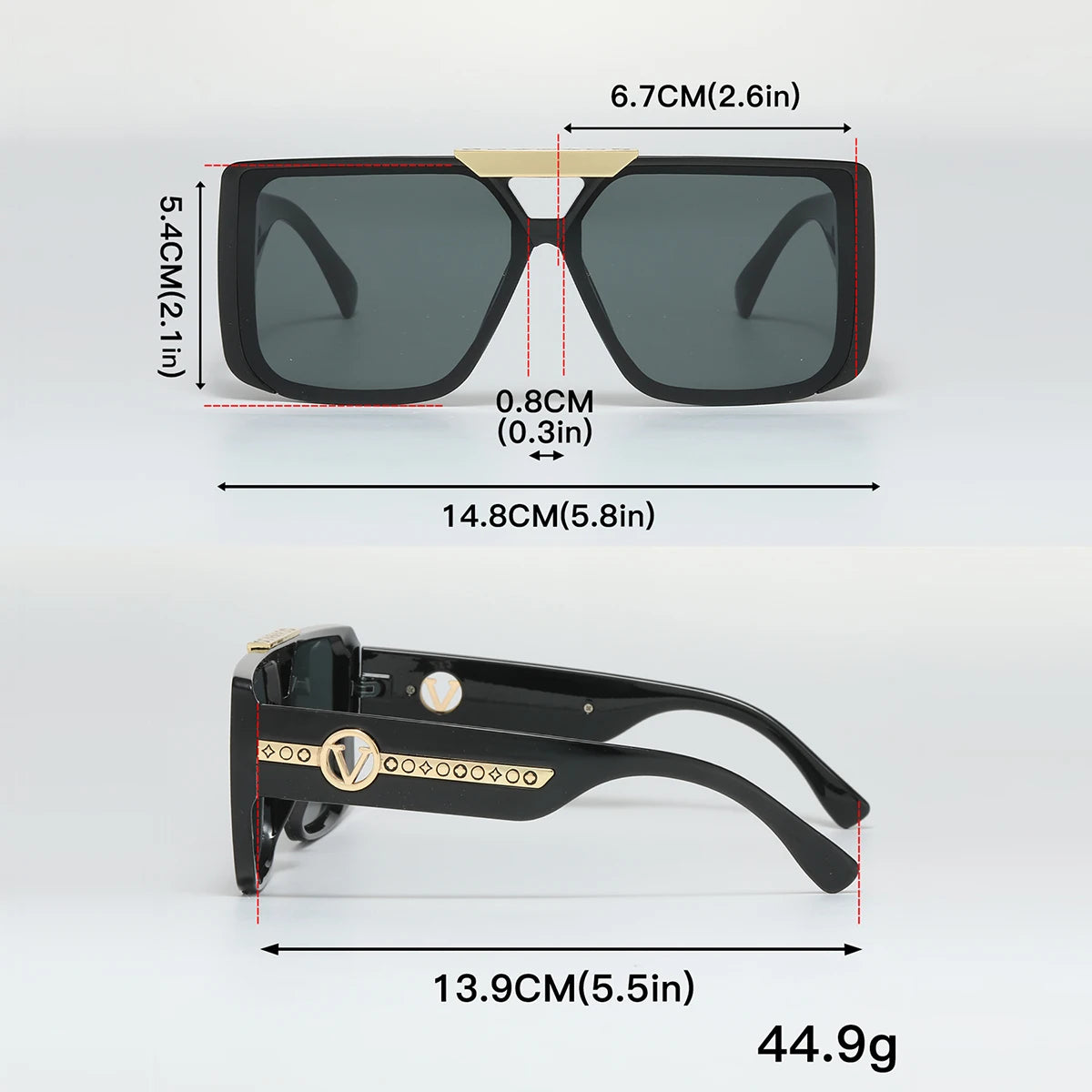 Va Va Voom Retro Black Rectangle Sunglasses